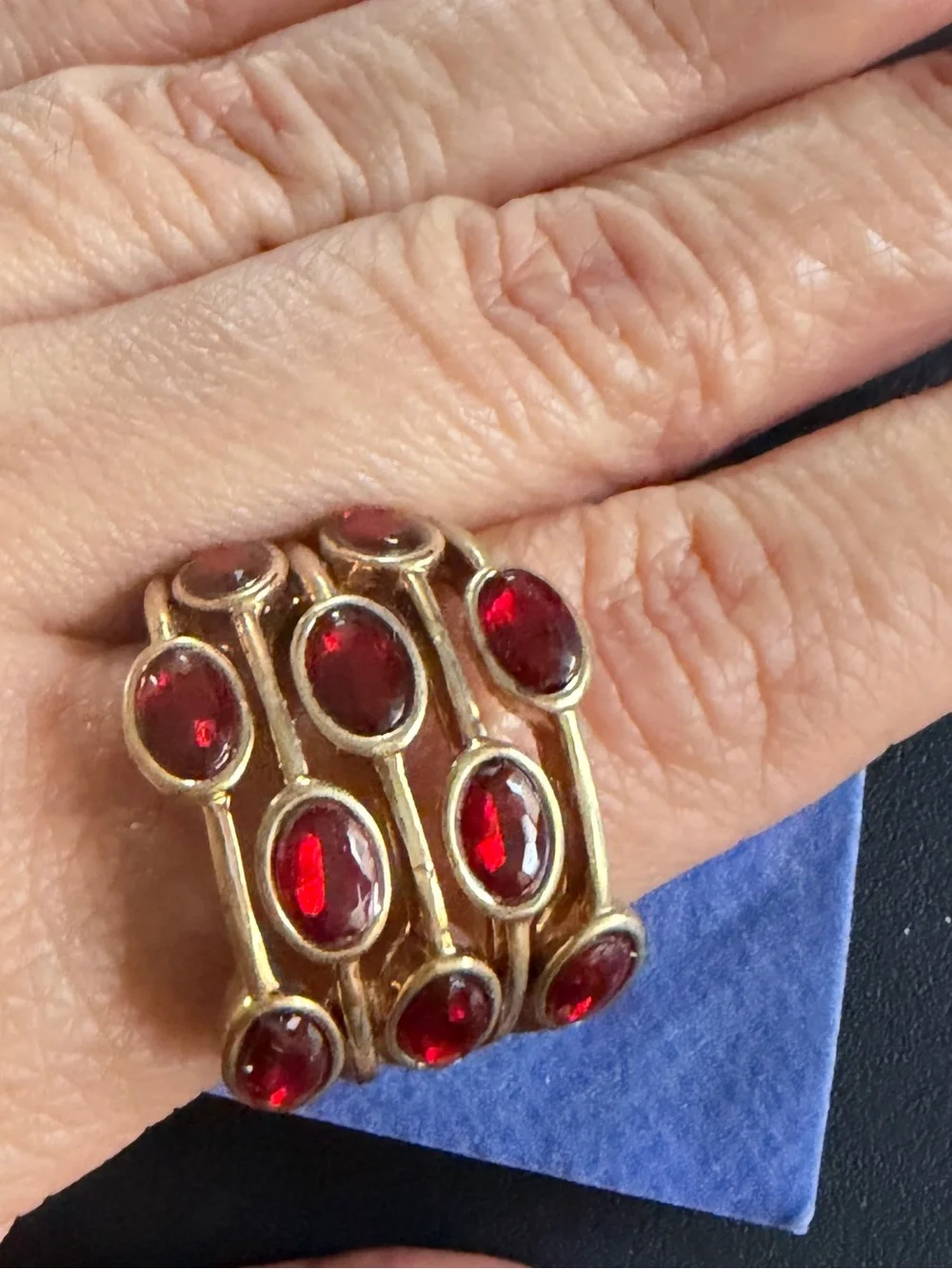 Avon Women’s Gold-Tone Multi-Row Red Stone Ring